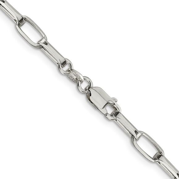 Kazi Luxury Sterling Silver 5mm Elongated Open Link Chain
